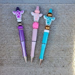 Spotted Cow Heads Silicone Focal Beaded Pen